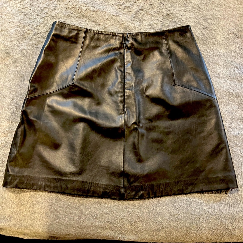 Whistles black Leather A-Line skirt size 8